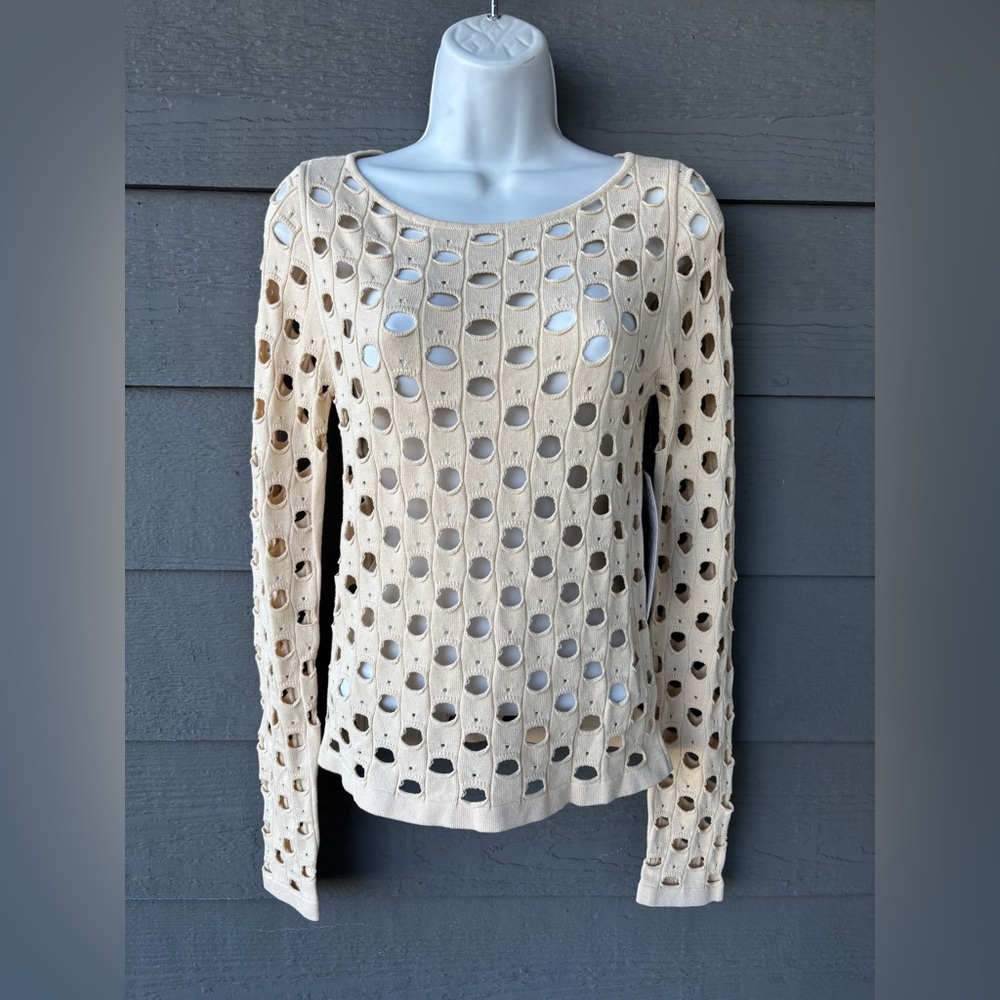 Hera Collection Cream Open-Knit Blouse